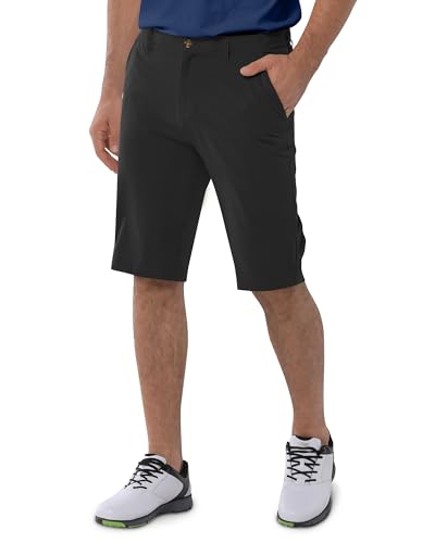 Men's Golf Shorts 11 Inch Inseam Lightweight with 5 Pockets - Black 36