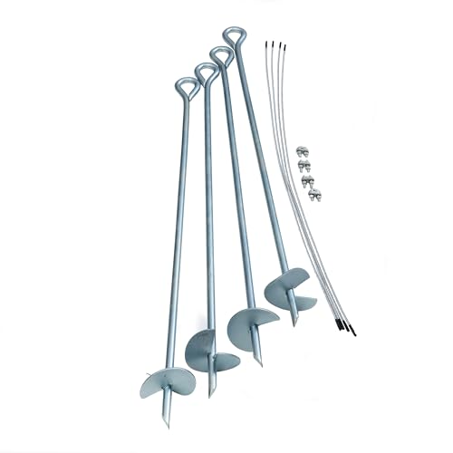 4-Piece 30-Inch Heavy Duty Steel Earth Auger Anchor Kit for Shelters and Canopies