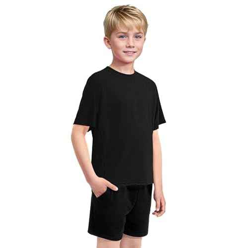 Auranso Boys Rash Guard Short Sleeve Boys Swim Shirt UPF 50+ Quick Dry Shirt for Girls