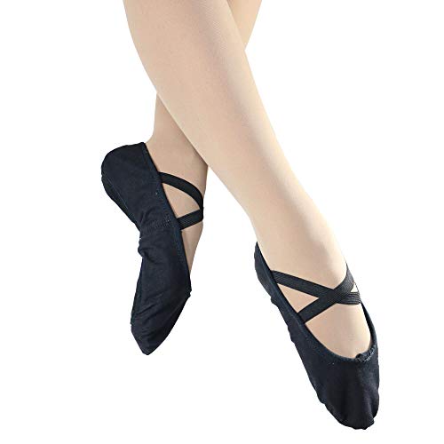 Danzcue Adult Split Sole Canvas Ballet Slipper - Black 8.5
