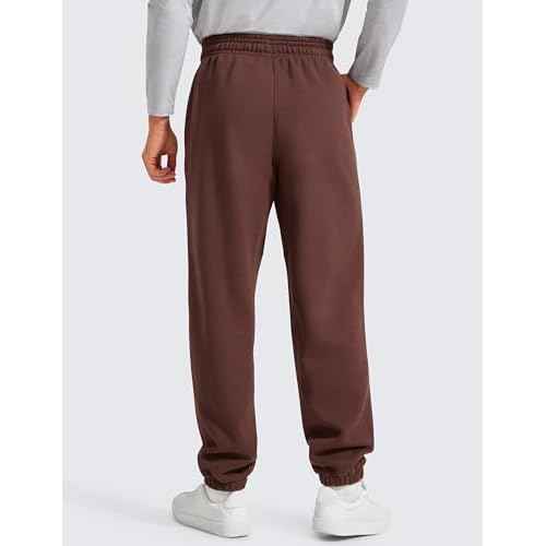 CRZ YOGA Cotton Fleece Lined Relaxed Sweatpants for Men 32" - Loose Lounge Casual Bottom Sweat Pants with Zipper Pocket