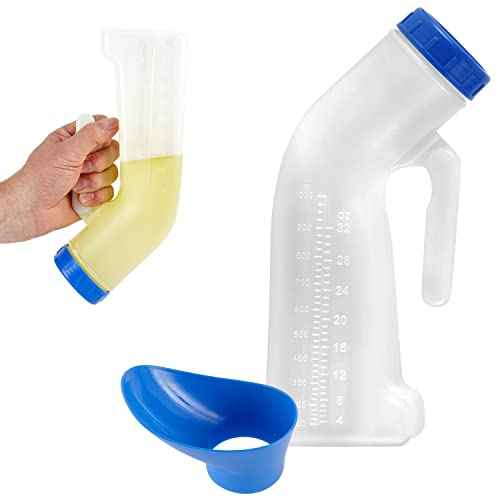 Unisex Urinal Bottle (1 Pack) - Portable Urinal for Women & Men - Female Urinal with Lid - 32 Oz Female Urination Device - Women Pee Funnel Cup for Emergency, Travel, Car & Camping - Stock Your Home