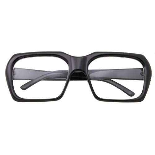 grinderPUNCH XL Oversized Black Nerd Clear Glasses - Men and Women - Square Costume
