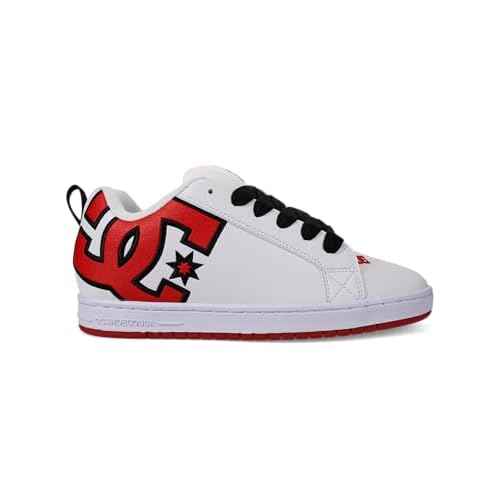 DC Men's Court Graffik Skate Shoe, White/RED, 6.5