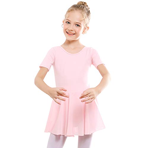 Girls Toddler Ballet Leotard Dress - Pink Cross Back, Size 5-6 Years