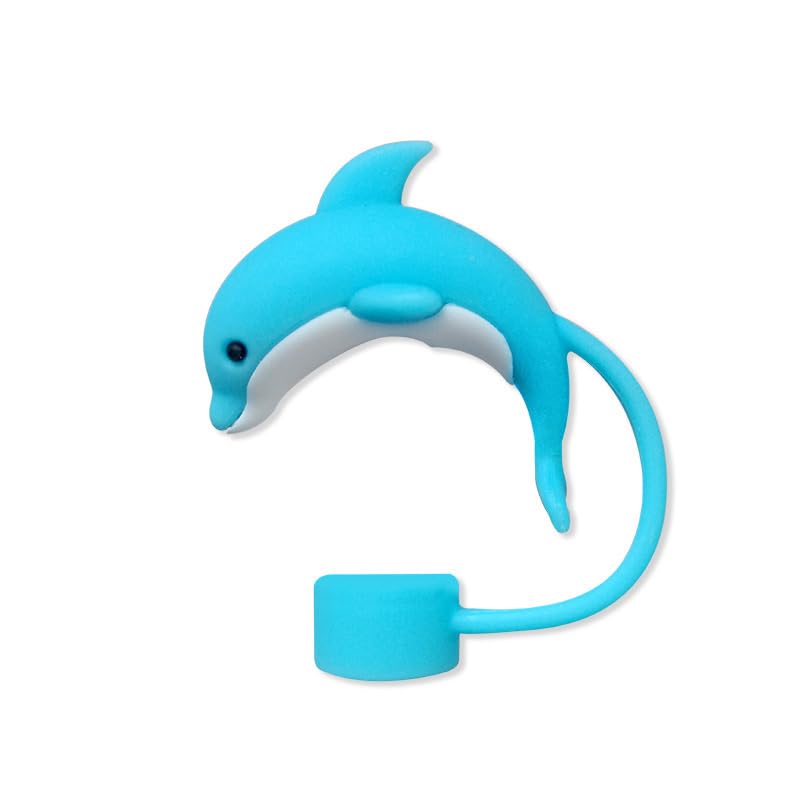 4PC Dolphin Straw Cover for Stanley Cup, 10mm Silicone Straw Covers Cap for Stanley Cup Accessories, Cap Stopper for Reusable Straws Tip Lids