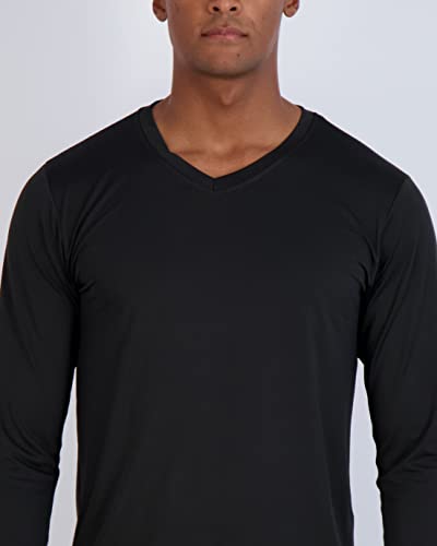 Men's Dry Fit Long Sleeve V-Neck T-Shirts Set 4X Tall Athletic Workout Gym Tees