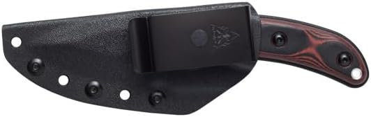 Tops Knives SGT. Scorpion Full Tang Fixed Blade- Black Kydex Sheath w/Rotating Spring Steel Sheath Clip (Red/Black G10 Handle)