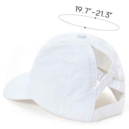 Girls Criss Cross Ponytail Baseball Cap Adjustable Ponycap Quick Dry Toddler Trucker Hat Girls Hats for Kids Ages 4-8