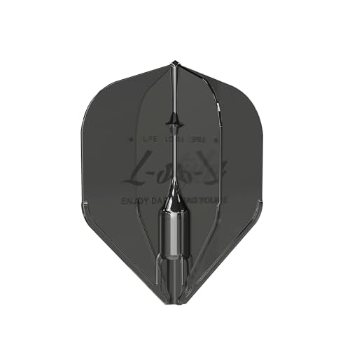 Black L-Style L1 Standard EZ Fantom Molded Dart Flights with Built-in Champagne Ring – Compatible with Soft Tip & Steel Tip Darts