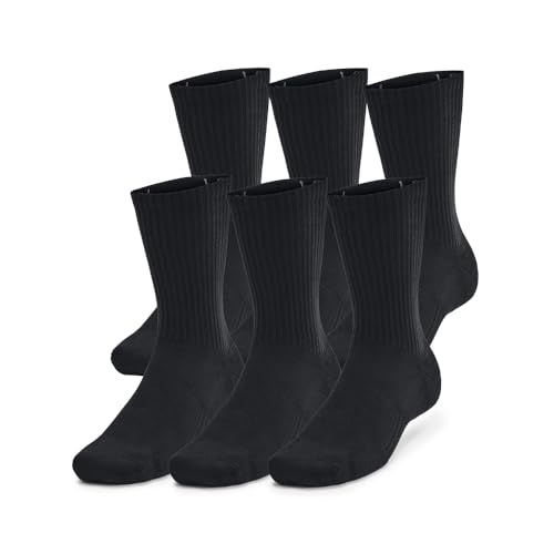 Unisex Adult Cotton Crew Socks Multipacks - Large, Black & White, Under Armour