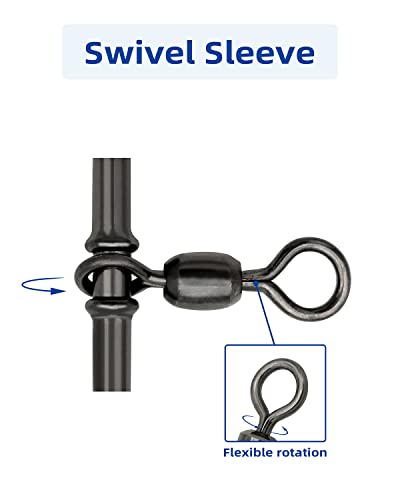 BLUEWING XL 3-Way Fishing Swivels 309 lbs T-Turn Rolling Barrel Rigs 20pcs