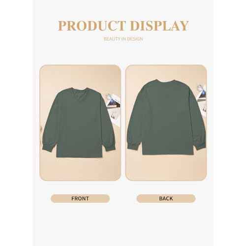 Eytino Plus Size Sweatshirts for Women Oversized V Neck Long Sleeve Pullover Tops 2025 Fall Fashion Outfit Clothes(1X-5X)