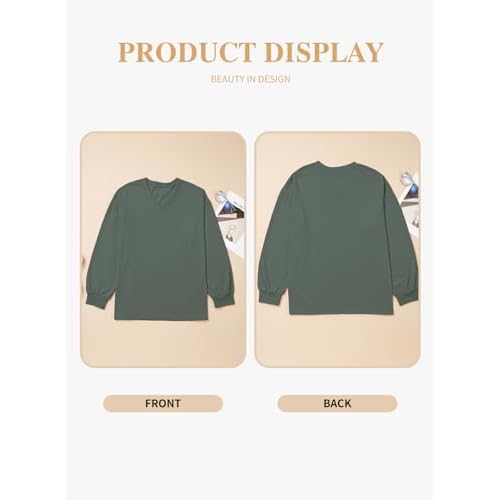 Eytino Plus Size Sweatshirts for Women Oversized V Neck Long Sleeve Pullover Tops 2025 Fall Fashion Outfit Clothes(1X-5X)