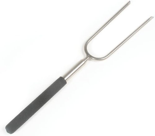 Camco Durable Stainless Steel Hot Dog and Smore Roasting Fork for Campfires -Extends Up to 34", Excellent for Camping, Hiking or RVing (44014) , Black