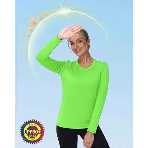 isnowood Women's Sun Protection Long Sleeve Shirts, UPF 50+ UV Swim Rash Guard Shirt, Lightweight Workout Hiking Running Tops