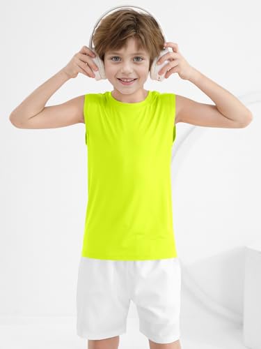 Poroka 4 Pack Boys' Dry-Fit Athletic Tank Tops - Large Black Yellow Navy Royal Blue