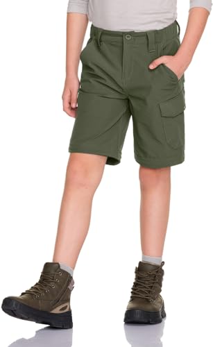 Kids Youth Hiking Cargo Pants Large Trek Army Green UPF 50+ Quick Dry Convertible