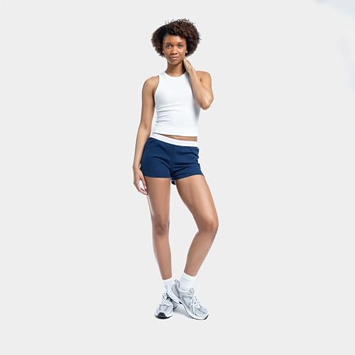 Soffe Women's Cheer Shorts 3-Inch Inseam Athletic Cotton Blend Navy X-Large 2 Pack