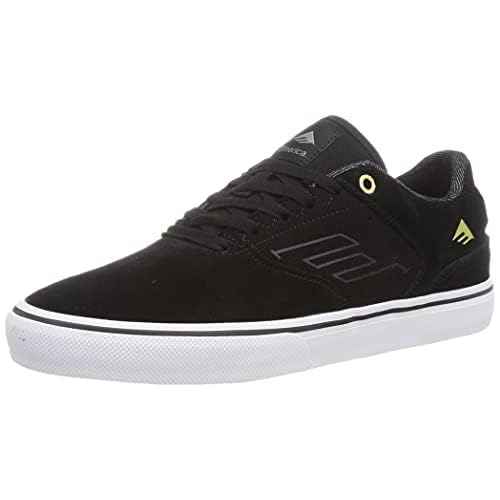 Emerica Mens Skate Shoe, Black/Gold/White, 5
