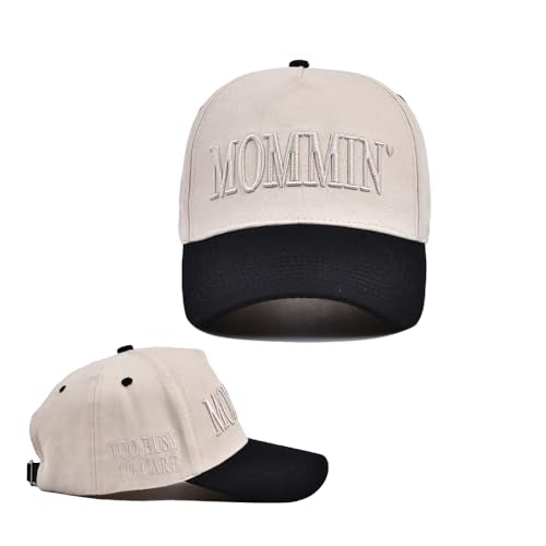 Mommin Trucker Hat,Vintage Two-Tone Women's Baseball Cap with Mommin Embroidery AdjustableHat for Casual Wear