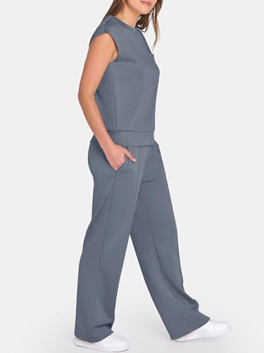 ANRABESS 2 Piece Travel Outfits for Women Large Deep Gray