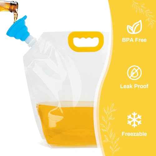 Collapsible Water Container 4-Pack, 1.3Gallon/5L Portable Water Storage Bag for Camping, Hiking, RV, Emergency - BPA-Free, Leakproof, Freezable
