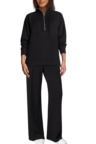 Women’s 2 Piece Tracksuit Set Small Black Half Zip Long Sleeve Fall Outfit