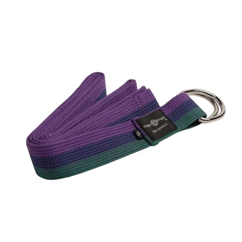 Yoga Strap Cotton D-Ring Webbing - Multi-Stripe 10 ft. Strong Exercise Belt