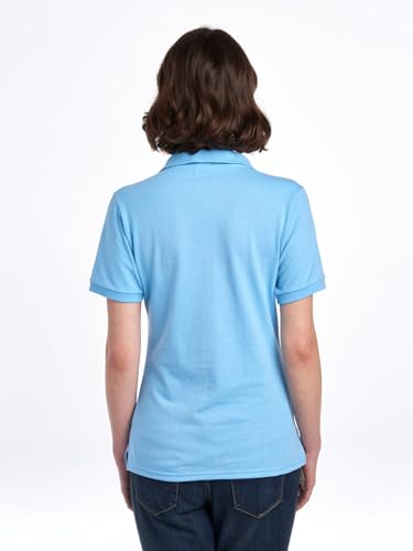 Jerzees Women's Dri Power Cotton Blend Polo Shirt - Large Light Blue, Moisture Wicking
