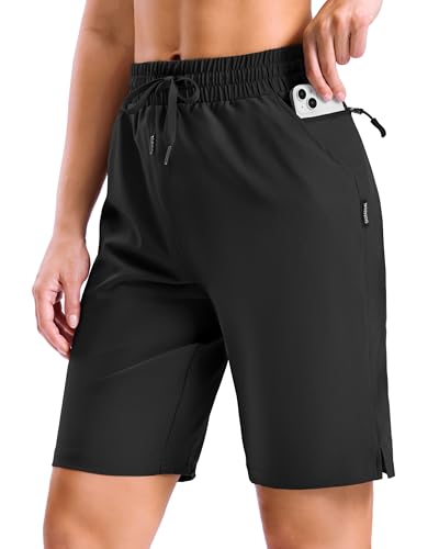 G Gradual Women's Hiking Shorts 9 Inch Inseam Large Black Lightweight 4 Pockets