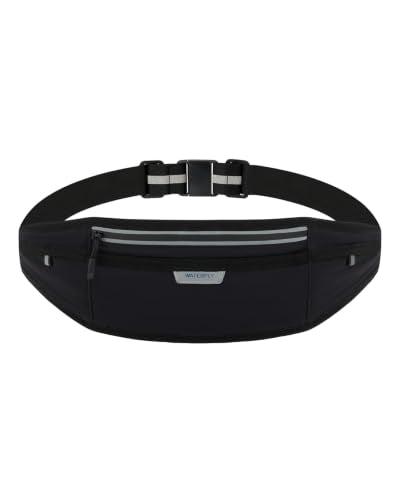 Waterfly Running Belt with Breathable Back Pad and 4 Pockets - Large Black