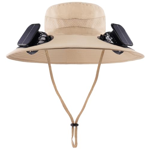 Sun Hat with Dual Fans, Wide Brim Solar Cooling Hat for Men Women