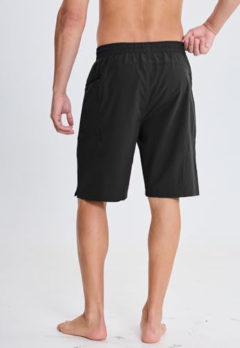 Men's Swim Trunks with Zip Pockets - Black, XX-Large Beach Board Shorts