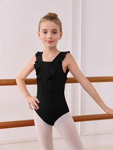 Girls Ballet Leotard with Ruffle Detail - Kids Dance Costume