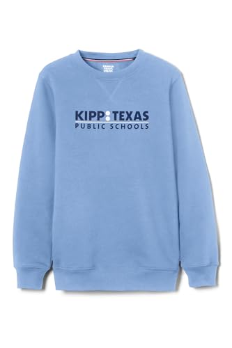 Youth Long Sleeve Crewneck Fleece Sweatshirt - Light Blue, 10-12 Primary School