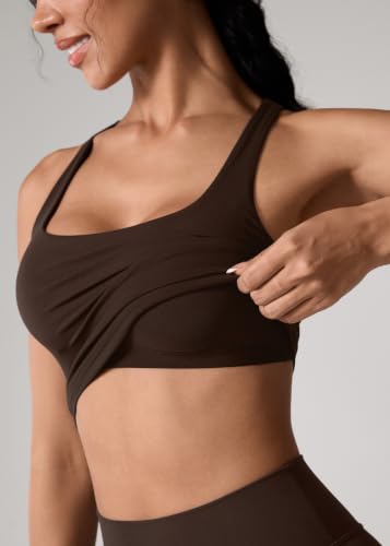 UNISSU Hugcurve Adjustable Racerback Crop Tank Top - Medium Clay Brown