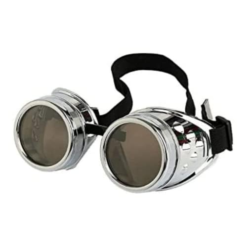 Steampunk Goggles Glasses Vintage Welding Gothic (Silver Glasses)