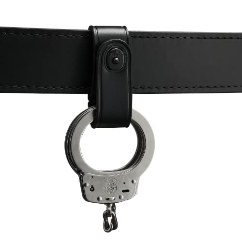 Black Leather Handcuff Strap with Safety Snap for Duty Belts