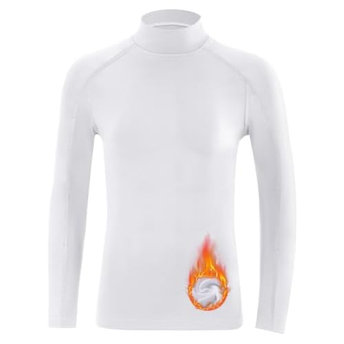 Blueleaf Youth Boys' Thermal Compression Shirt Mock Neck Long Sleeve Fleece Lined Base Layer Football Baseball Undershirt