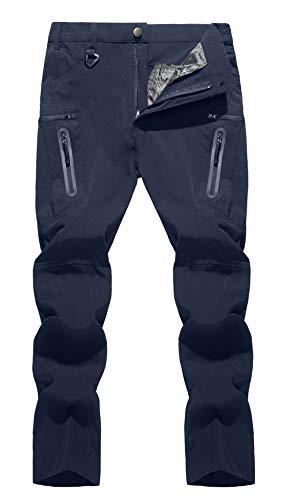 Men's Lightweight Hiking Cargo Pants - Waterproof Quick Dry Tactical Pants Navy 38 / 03