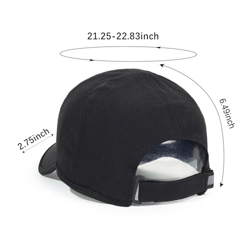 Quick Dry Baseball Cap Unstructured Athletic Golf Hat for Women Men - Black