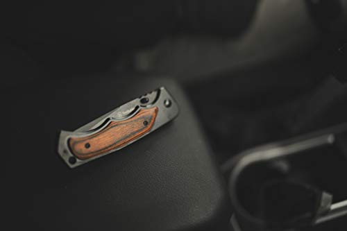 Smith & Wesson 8.5in Folding Knife with Drop Point Blade, Wood & Stainless Handle, Box