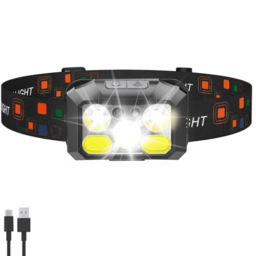 Rechargeable LED Headlamp with 400 Lumens, Red & White Light, 8 Modes, USB-C Waterproof