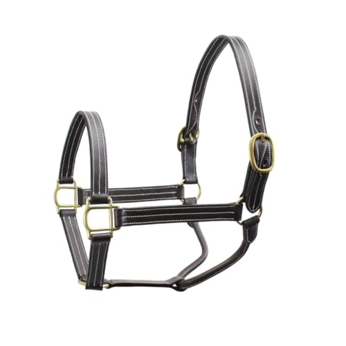 English Opulence Leather Horse Halter - Liverpool Fancy Stitch Adjustable - Full