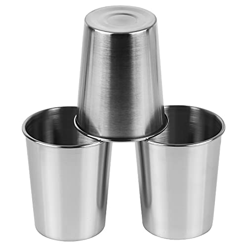 Stainless Steel Cups 8oz, Shatterproof Drinking Glasses - 3 Pack