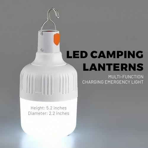 LED Camping Light, 800 lumens, Powered by Rechargeable Batteries, White Portable Pendant Lights, Waterproof (2.2IN-1)