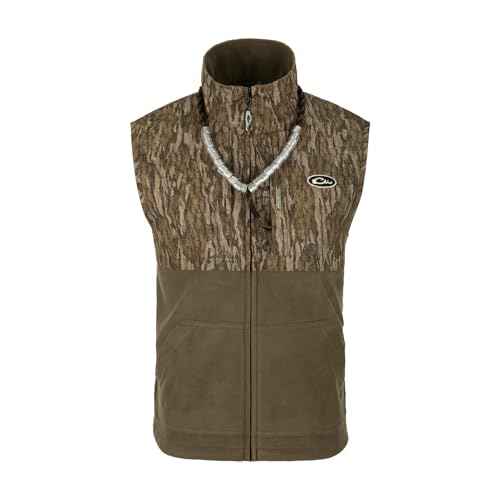 Drake Waterfowl Men's MST Eqwader Insulated Fleece-Lined Waterproof Windproof Breathable Adjustable Outdoor Hunting Zip Vest