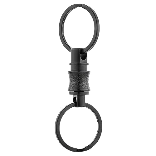 BANG TI Titanium Quick Release Swivel Keychain, Pull Apart Detachable Keychain Heavy Duty Car Key Holder with TWO Ti Key Rings (S Black)