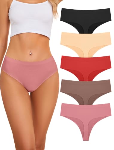Women’s Seamless High-Waisted No Show Thongs - Coffee / Medium